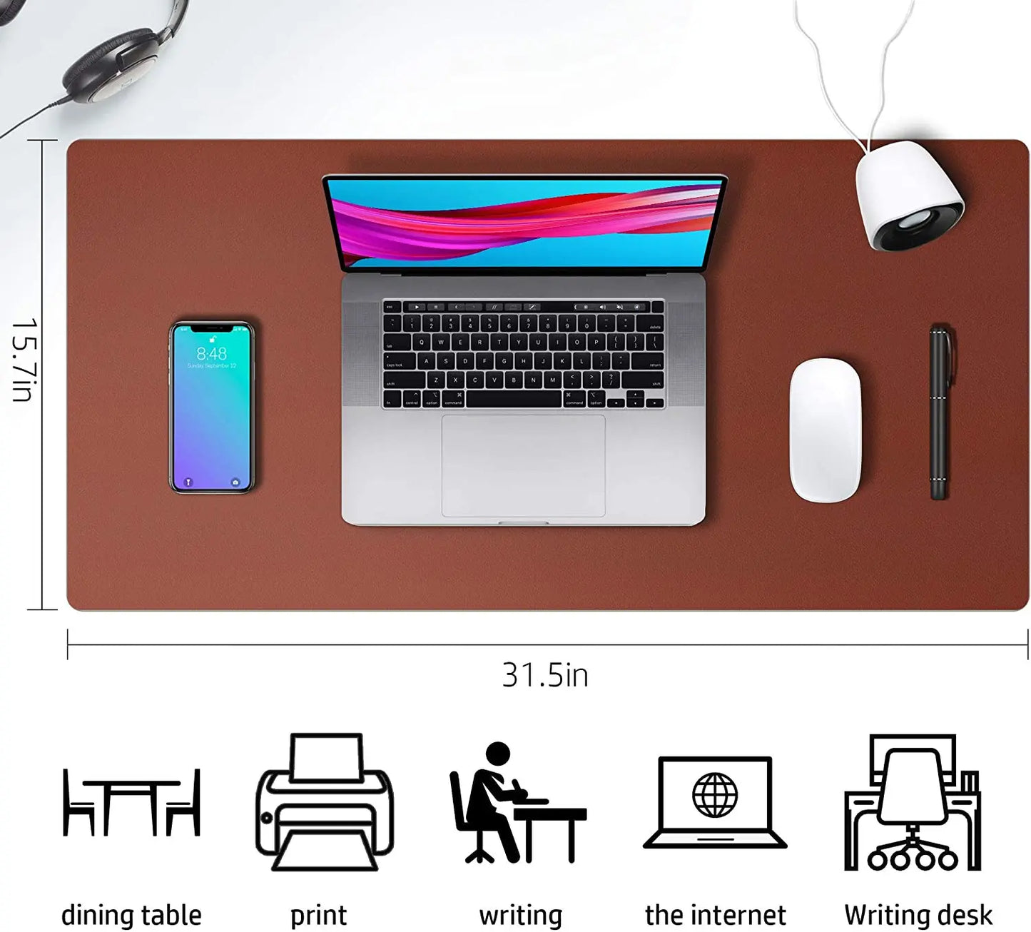 Pink Waterproof PVC Desk Mat for Laptop & Gaming - Large Non-Slip Leather Mouse Pad