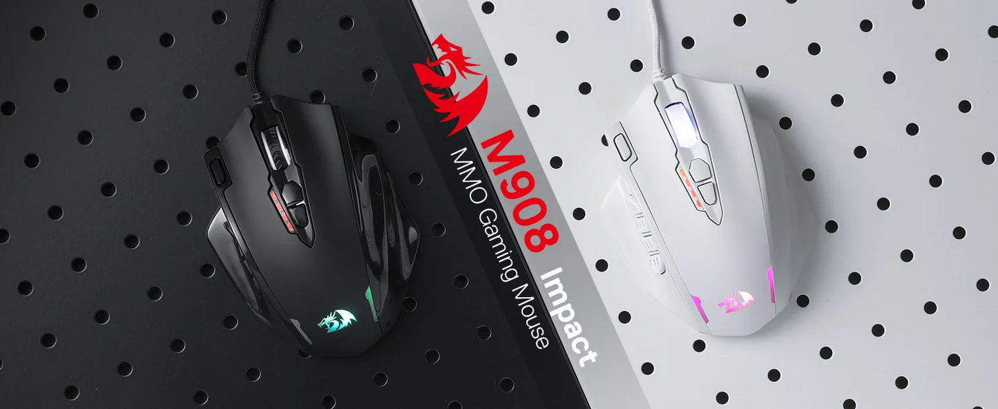 Redragon M908 RGB Wired Gaming Mouse with 18 Programmable Buttons & 12400 DPI