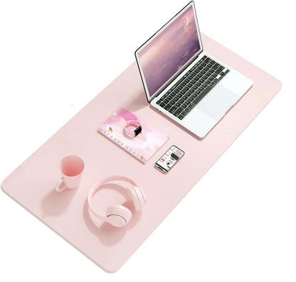 Pink Waterproof PVC Desk Mat for Laptop & Gaming - Large Non-Slip Leather Mouse Pad