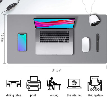 Pink Waterproof PVC Desk Mat for Laptop & Gaming - Large Non-Slip Leather Mouse Pad