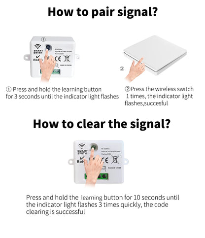 SIXWGH Smart Home Wireless 433mhz Light Switch House Improvement Self-Power Remote Controller Push Button Wall Switch Set