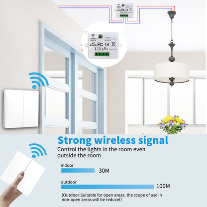 SIXWGH Smart Home Wireless 433mhz Light Switch House Improvement Self-Power Remote Controller Push Button Wall Switch Set