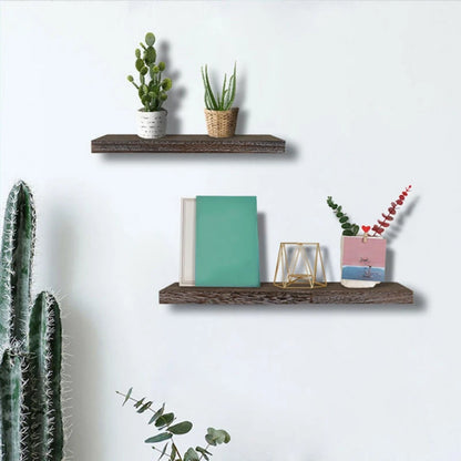 Rustic Floating Tray Shelf Wall Mounted Wooden Storage Bookcase