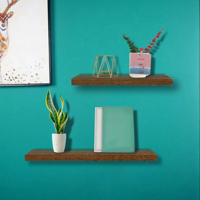 Rustic Floating Tray Shelf Wall Mounted Wooden Storage Bookcase