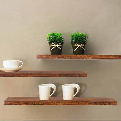 Rustic Floating Tray Shelf Wall Mounted Wooden Storage Bookcase