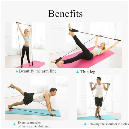 New Fitness Yoga Pilates Bar Stick Crossfit Resistance Bands Trainer Yoga Pull Rods Pull Rope Portable home Gym Body Workout