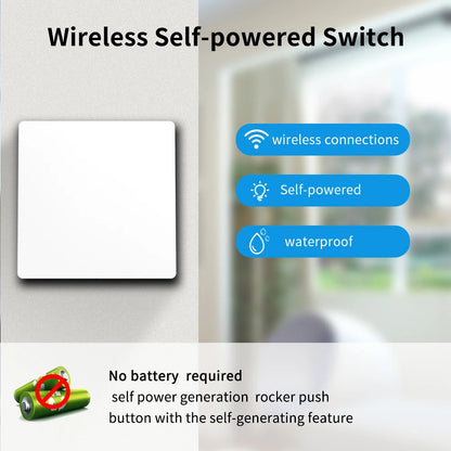 SIXWGH Smart Home Wireless 433mhz Light Switch House Improvement Self-Power Remote Controller Push Button Wall Switch Set