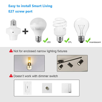 QIACHIP Wireless Smart Light Bulb Adapter E27 with 433MHz Remote & Wall Switch