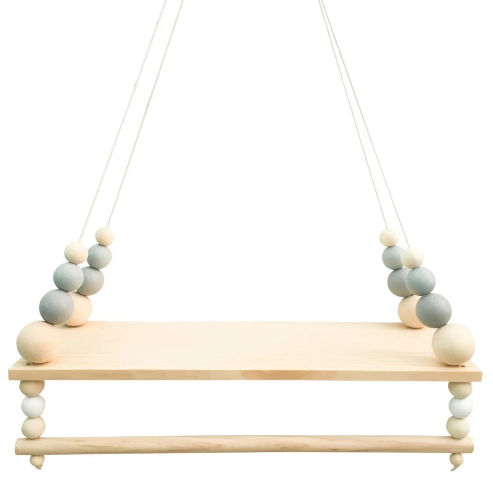 Northern Wooden Bead Wall Shelf Swing Storage Rack