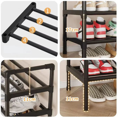 Simple Metal Shoe Rack Multilaye Metal Shoes Rack Space Saving And Simple Shoes Shelves Cabints Space Black Elevated Shoe Racks