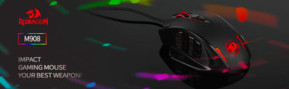 Redragon M908 RGB Wired Gaming Mouse with 18 Programmable Buttons & 12400 DPI