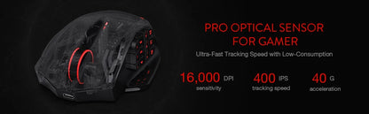 Redragon M913 Gaming Mouse 16000 DPI with 16 Programmable Buttons & RGB Lighting (Wired/Wireless)