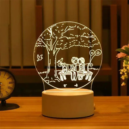 Romantic Love 3D Acrylic Led Lamp for Home Children's Night Light Wedding Decoration Birthday Party Valentine's Day Bedside Lamp