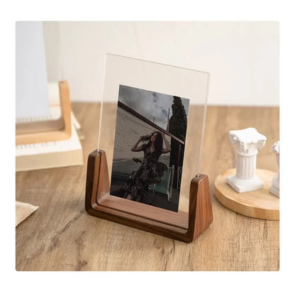 Nordic Acrylic Picture Frame Wooden Kpop Idol Photo Display Wedding Party Picture Holder Desktop Office Photo Decor