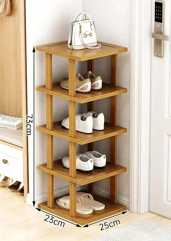 Bamboo Simple Shoe Rack Multi-layer Shoe Rack Household Doorstep Storage Rack Small Household Shoe Storage Tool Corner Organizer