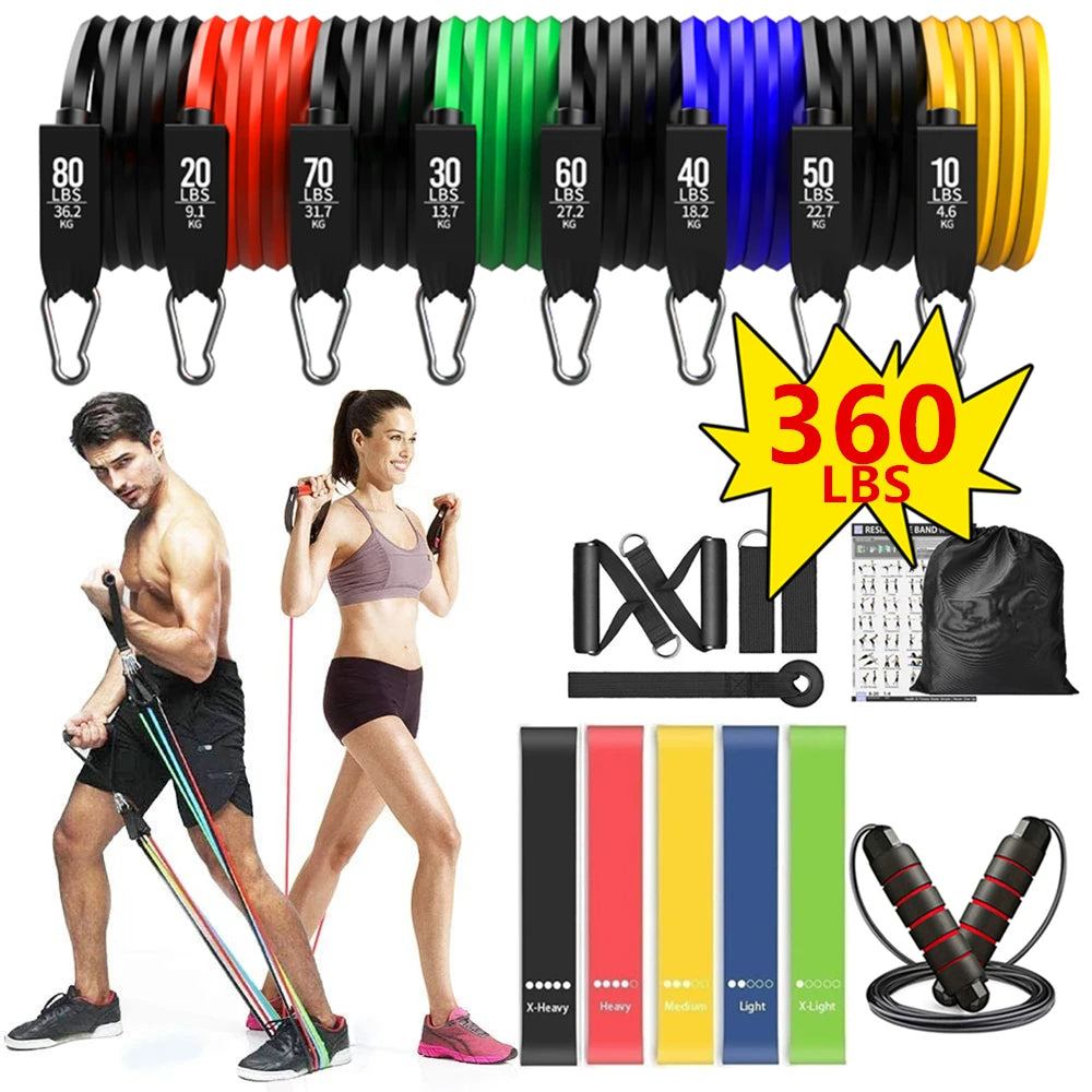 360lbs Resistance Bands Set – Elastic Tubes for Fitness, Yoga, and Home Gym Workouts