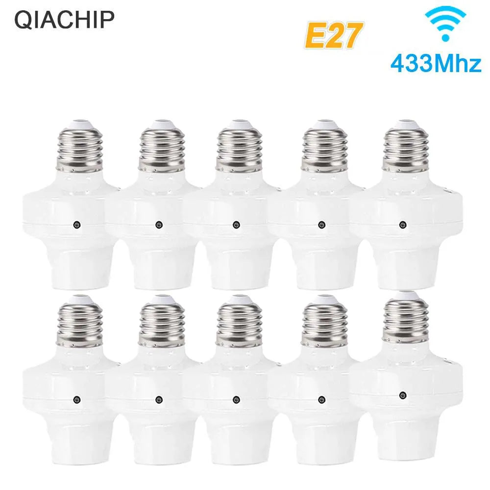 QIACHIP Wireless Smart Light Bulb Adapter E27 with 433MHz Remote & Wall Switch