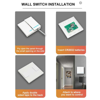 QIACHIP Wireless Smart Light Bulb Adapter E27 with 433MHz Remote & Wall Switch