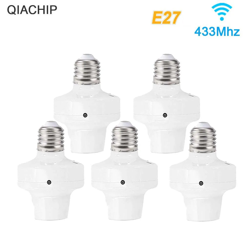 QIACHIP Wireless Smart Light Bulb Adapter E27 with 433MHz Remote & Wall Switch