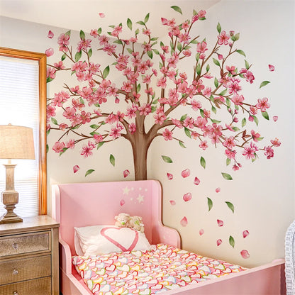 Pink Flower Tree Wall Decal – Removable Mural for Kids & Girl’s Room | Home Decor