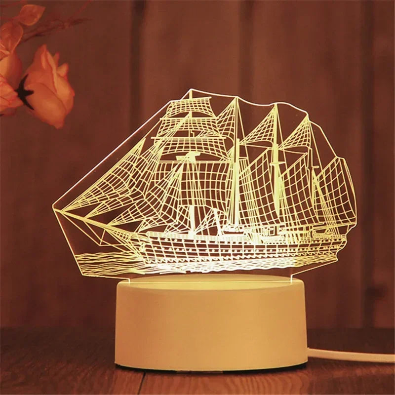 Romantic Love 3D Acrylic Led Lamp for Home Children's Night Light Wedding Decoration Birthday Party Valentine's Day Bedside Lamp