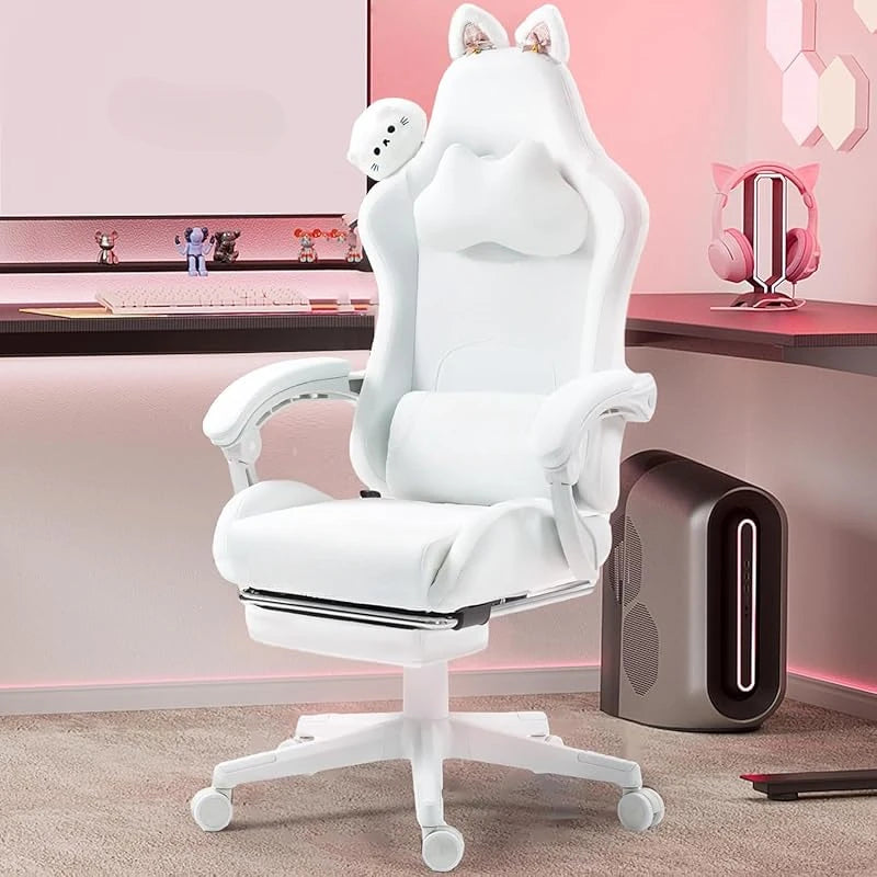 Ergonomic Pink Gaming Chair - Footrest, Headrest, 290lbs