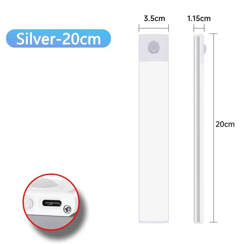 LED Cabinet Light USB Type-C Rechargeable Motion Sensor Led Lamp for Kitchen Wardrobe Cabinet Lighting 20cm/30cm/40cm/50cm/60cm