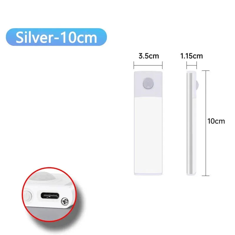 LED Cabinet Light USB Type-C Rechargeable Motion Sensor Led Lamp for Kitchen Wardrobe Cabinet Lighting 20cm/30cm/40cm/50cm/60cm