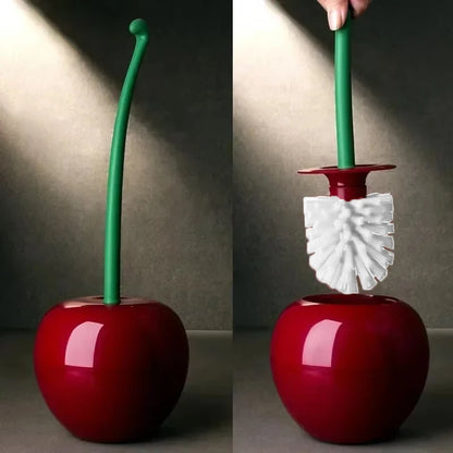 Cherry Shape Red Toilet Brush Holder Set