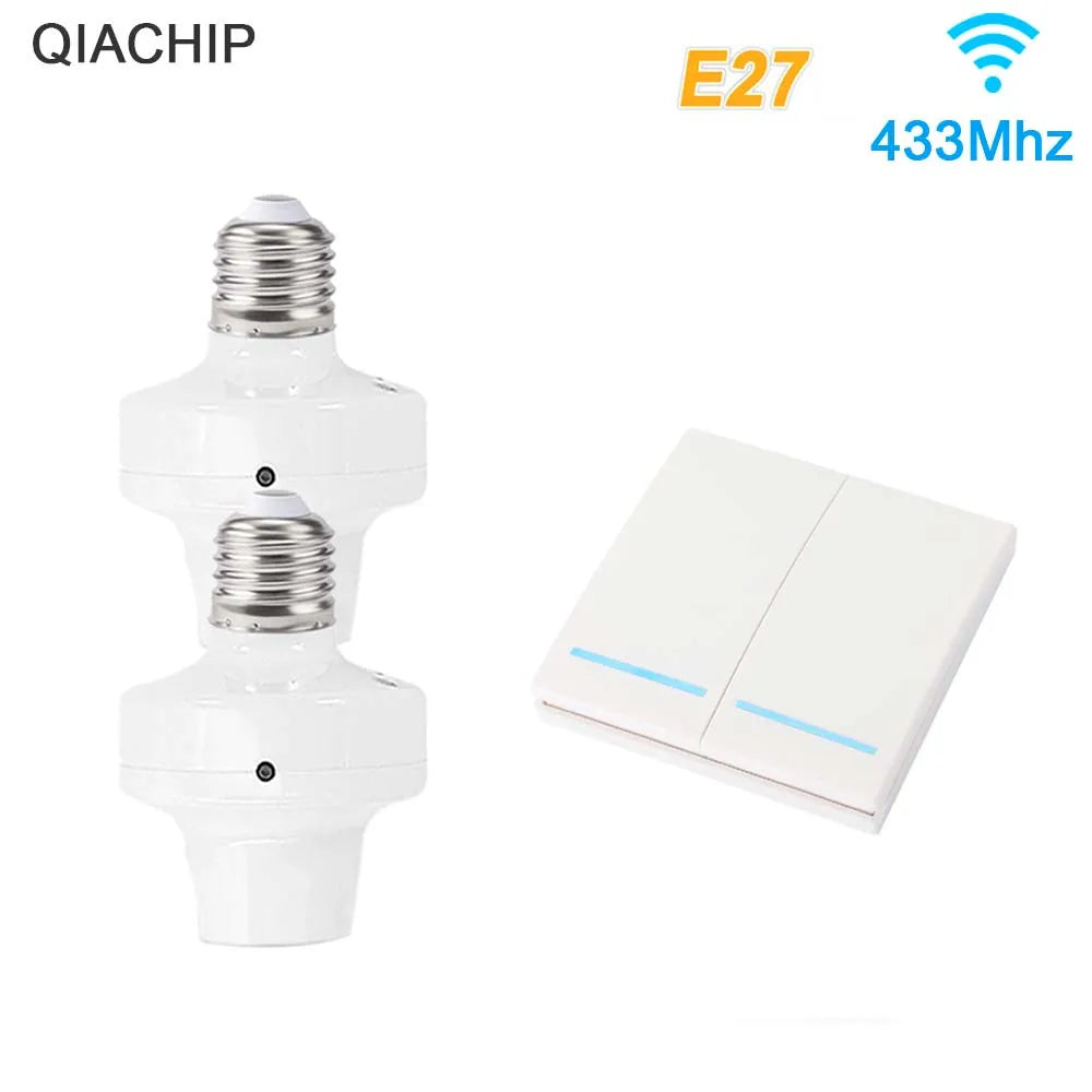 QIACHIP Wireless Smart Light Bulb Adapter E27 with 433MHz Remote & Wall Switch