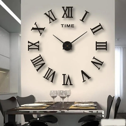 3D Acrylic Roman Numeral Wall Clock - DIY, Self-Adhesive