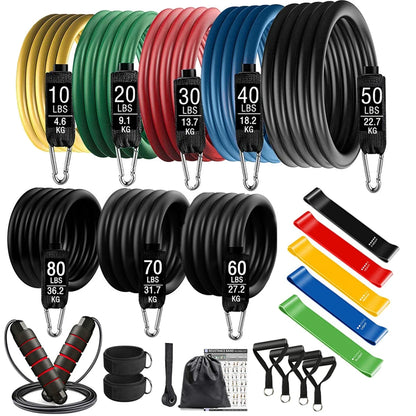 360lbs Resistance Bands Set – Elastic Tubes for Fitness, Yoga, and Home Gym Workouts