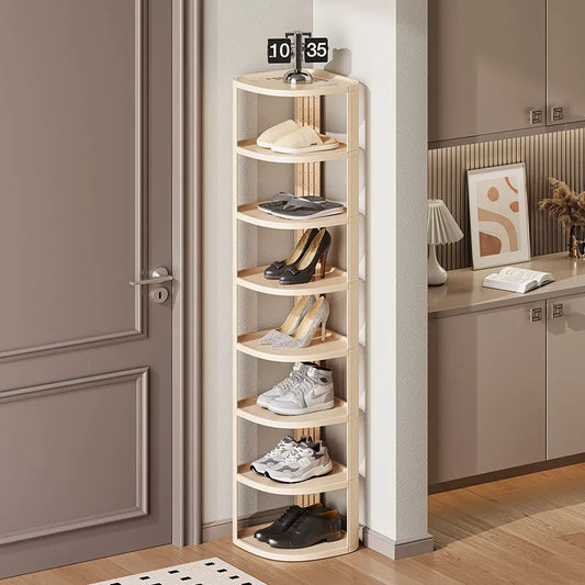 Cream Style Multi-layer Shoe Rack, Simple Household Shoe Cabinet, Corner Shoe Shelf, Large Capacity Storage Rack