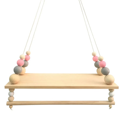 Northern Wooden Bead Wall Shelf Swing Storage Rack