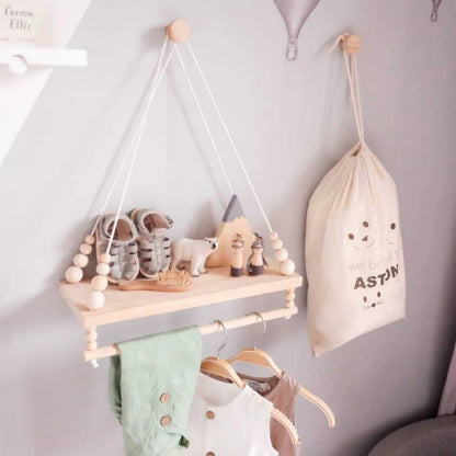 Northern Wooden Bead Wall Shelf Swing Storage Rack