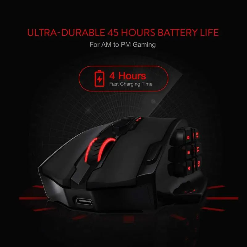 Redragon M913 Gaming Mouse 16000 DPI with 16 Programmable Buttons & RGB Lighting (Wired/Wireless)