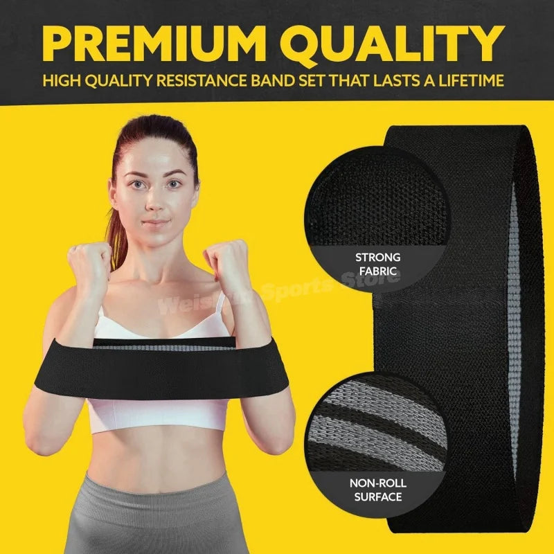 3PCS Resistance Bands Hip Circle Non-slip Squat & Yoga Fitness Belt