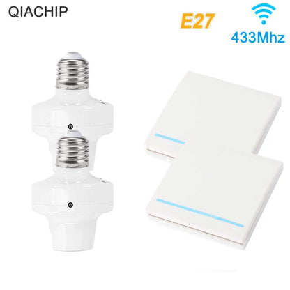 QIACHIP Wireless Smart Light Bulb Adapter E27 with 433MHz Remote & Wall Switch