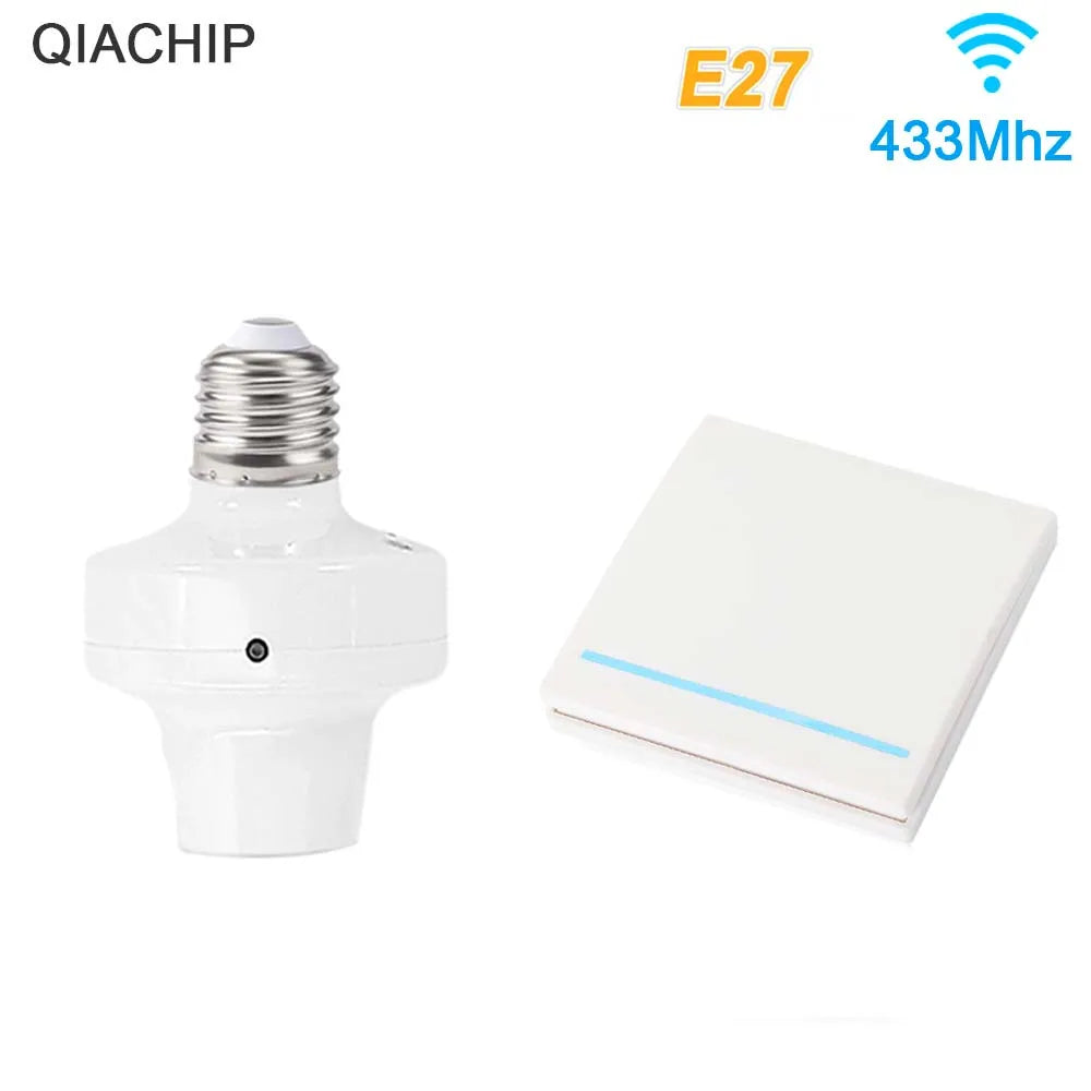 QIACHIP Wireless Smart Light Bulb Adapter E27 with 433MHz Remote & Wall Switch