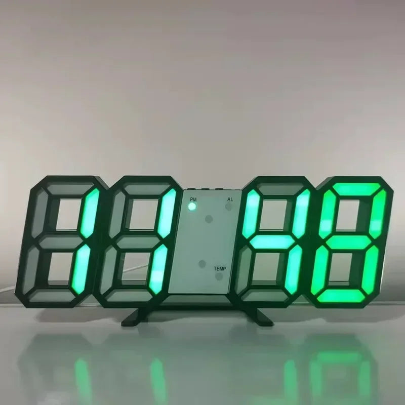 3D LED Digital Alarm Clock - Time/Date/Temp Display