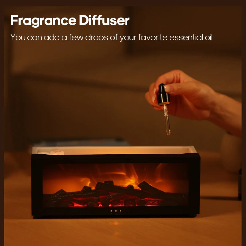 Creative Fireplace Aroma Diffuser – LED, Remote, Auto-Off