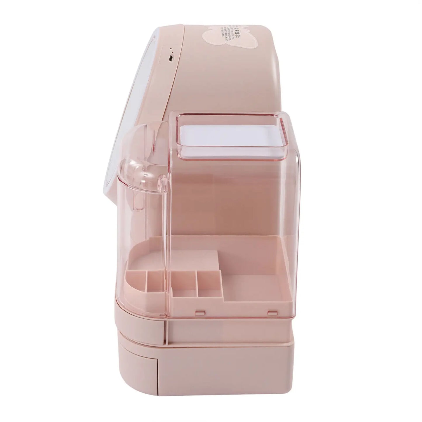 Pink LED Makeup Organizer with Mirror and Fan