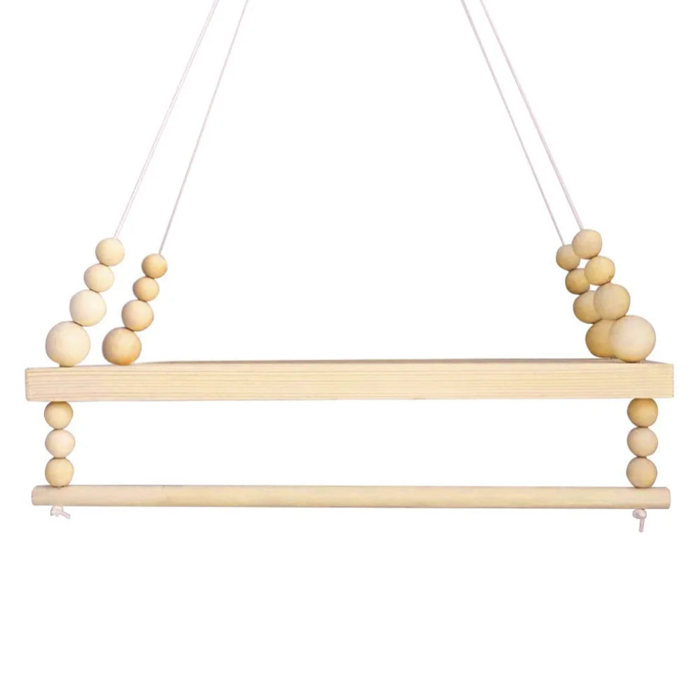 Northern Wooden Bead Wall Shelf Swing Storage Rack