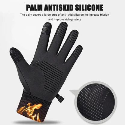 Men's Thermal Waterproof Cycling & Motorcycle Gloves - Full Finger Touchscreen, Non-slip for Outdoor, Skiing & Running