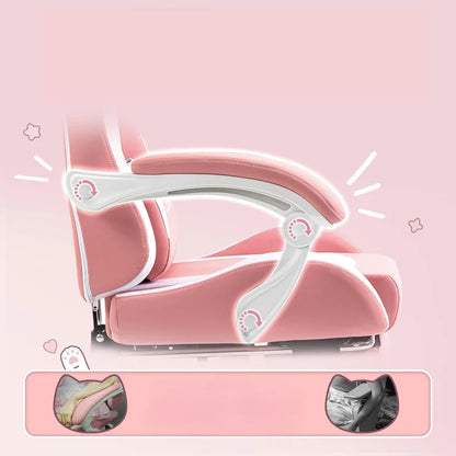 Ergonomic Pink Gaming Chair - Footrest, Headrest, 290lbs