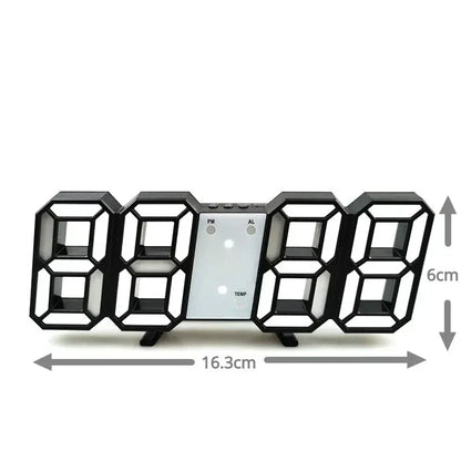 3D LED Digital Alarm Clock - Time/Date/Temp Display