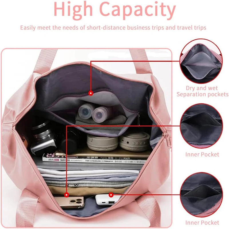 Large Capacity Waterproof Sports Duffle Bag – Foldable, Double-Layer, Dry-Wet Separation