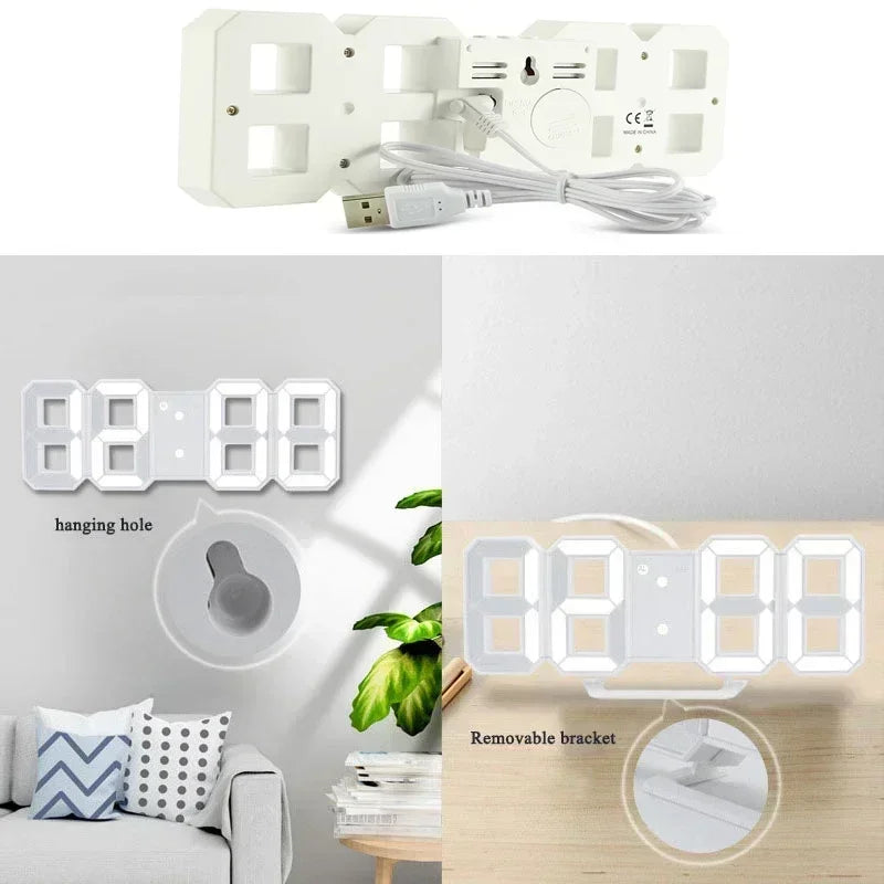 3D LED Digital Alarm Clock - Time/Date/Temp Display