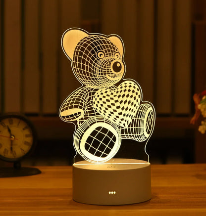 Romantic Love 3D Acrylic Led Lamp for Home Children's Night Light Wedding Decoration Birthday Party Valentine's Day Bedside Lamp