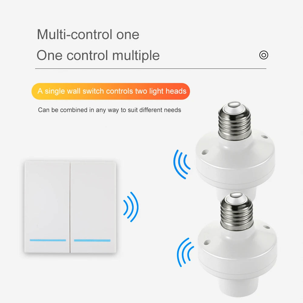 QIACHIP Wireless Smart Light Bulb Adapter E27 with 433MHz Remote & Wall Switch